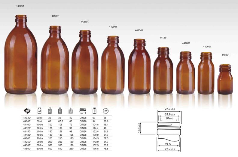 Brown oral liquid glass bottle series